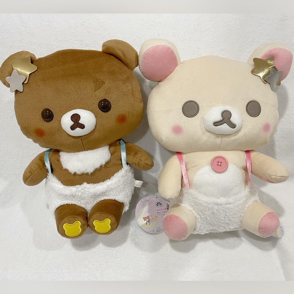 Rilakkuma - Korilakkuma & Chairoikoguma - Fluffy Angel Plushy XL - NWT